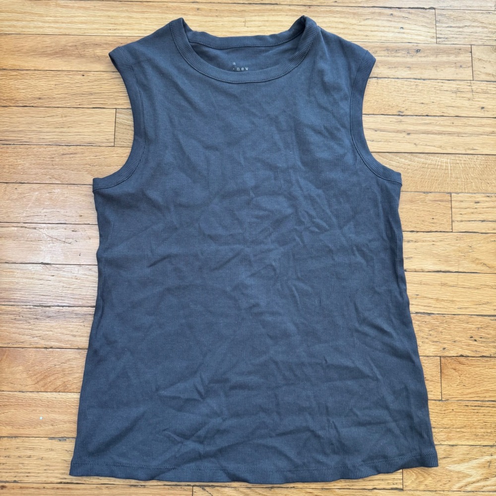 A New Day Womens Ribbed Muscle Tank Top Gray Crew Neck XL NWT